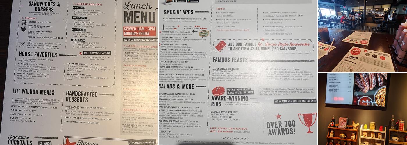 Famous Dave's Bar-B-Que Menu