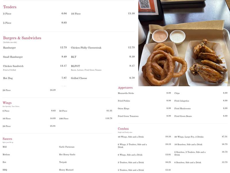 Wing House Grill Watkinsville Menu