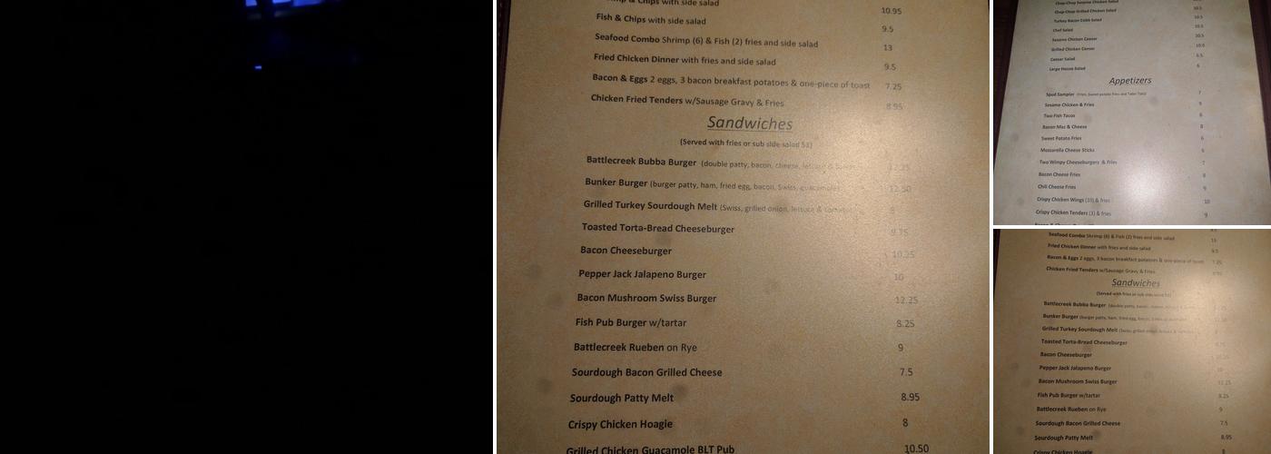 19th At Battle Creek Clubhouse Menu