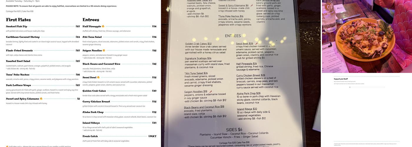 Salt Fish Restaurant and Tiki Bar Menu