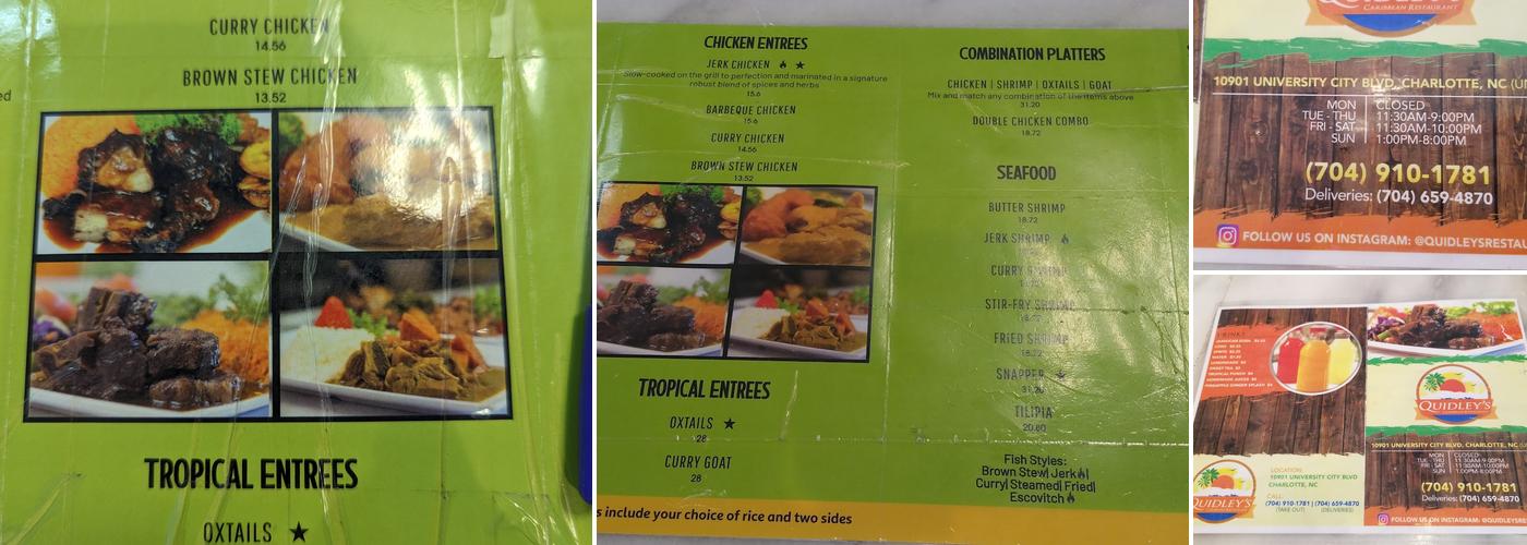 Quidley's Delight Menu