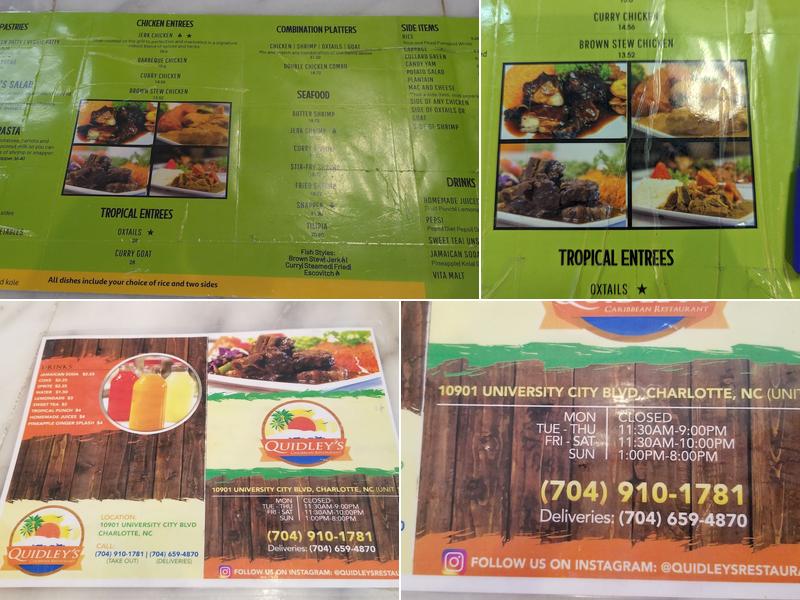 Quidley's Delight Menu