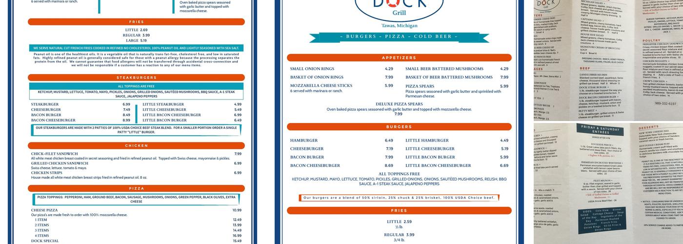 Tawas Axe N Lanes & RoofTop Bar *open bowling Sat & Sun all day Menu