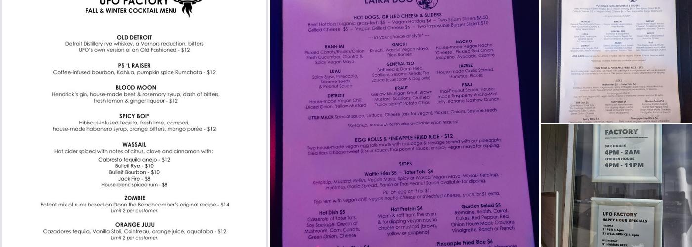 UFO Bar Menu
