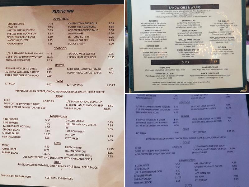 Rustic Inn Menu