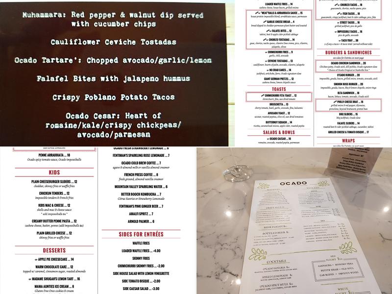 Ocado Restaurant Menu