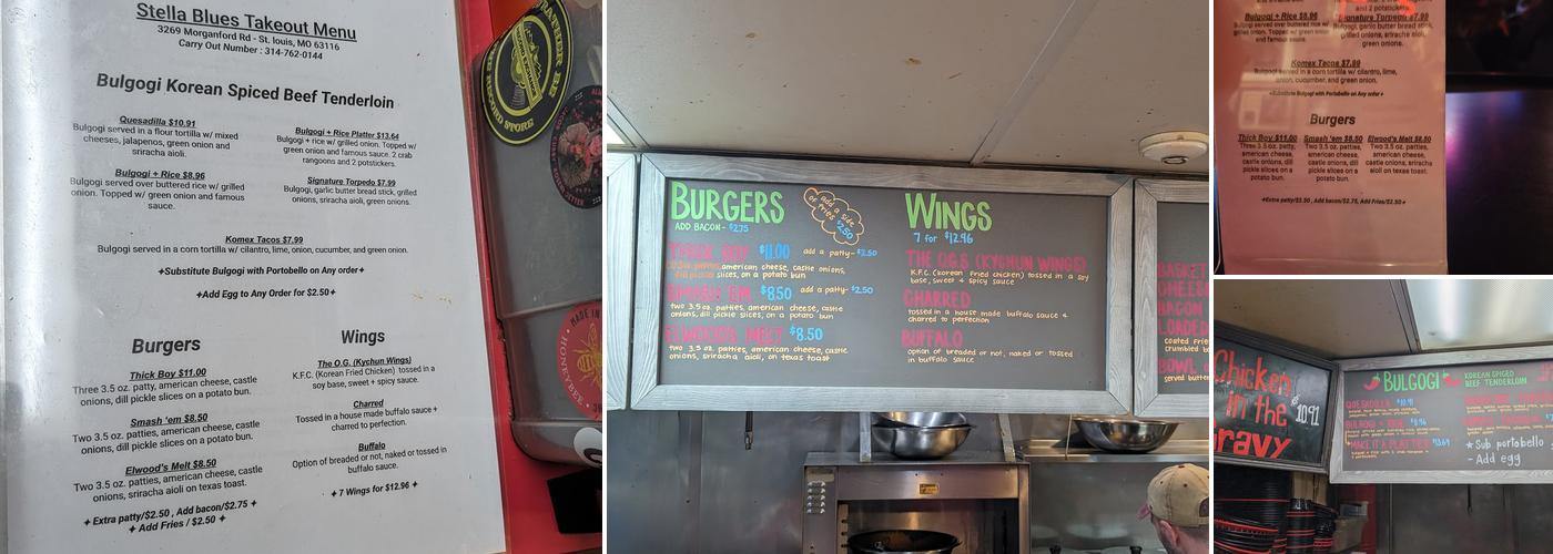 Stella Blues LLC Menu