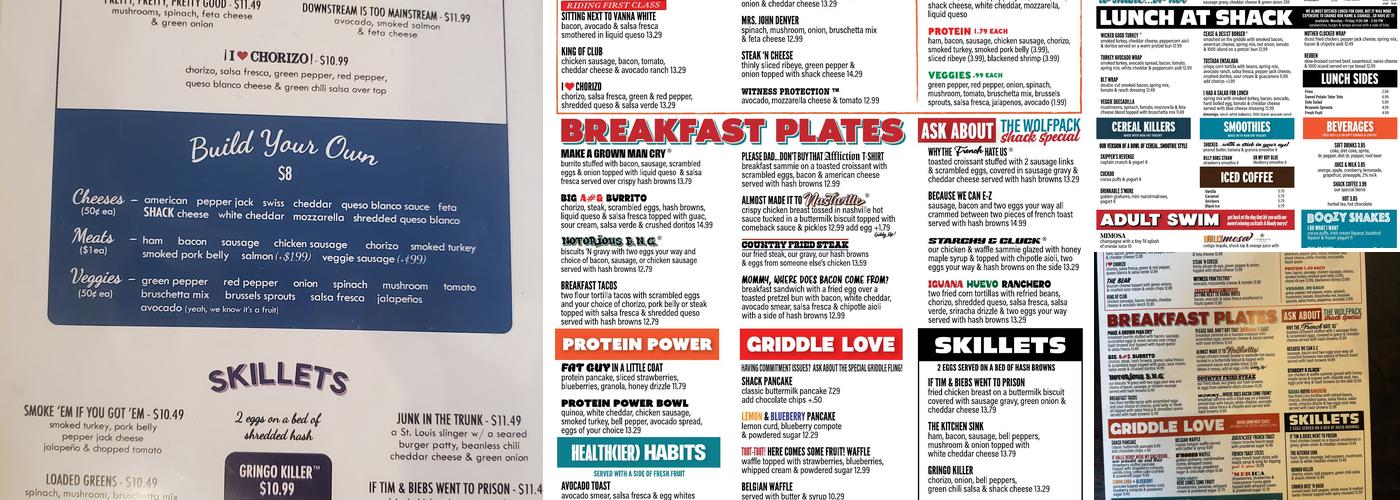 Shack Breakfast & Lunch Menu