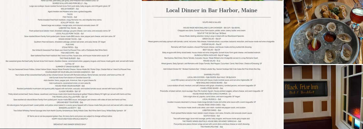 Black Friar Inn & Pub Menu