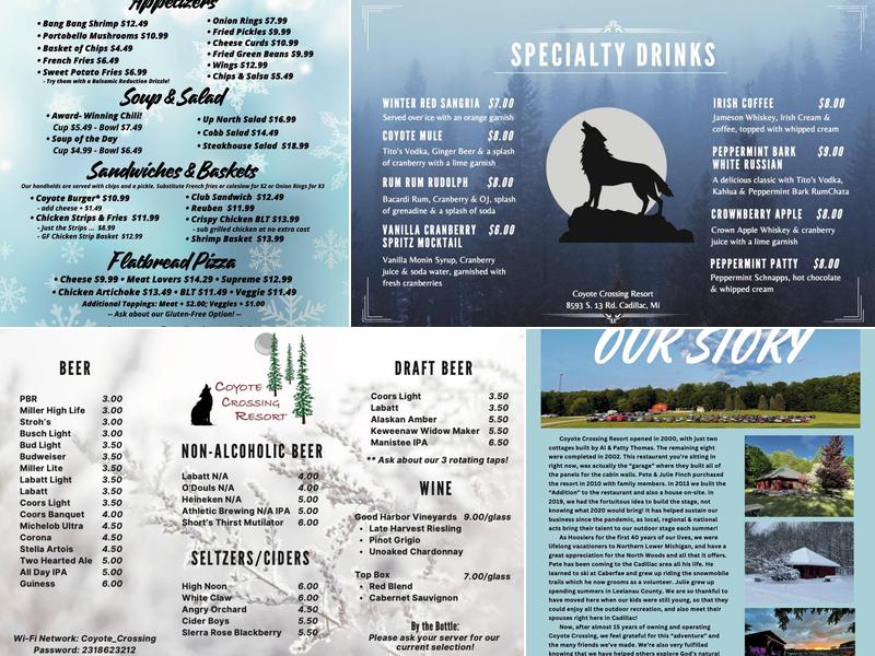 Coyote Crossing Resort Menu