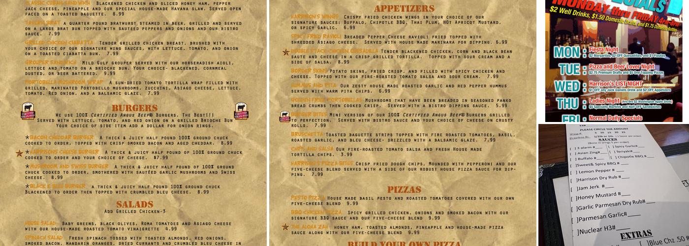 Harrison's On Third Menu