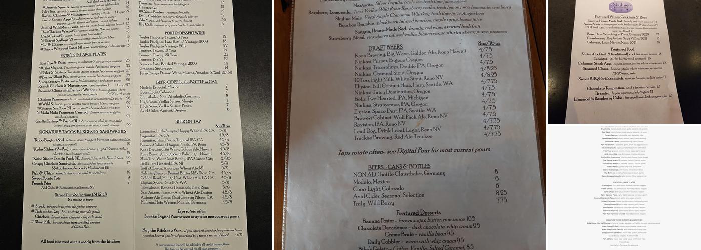 Skyline Kitchen & Vine Menu