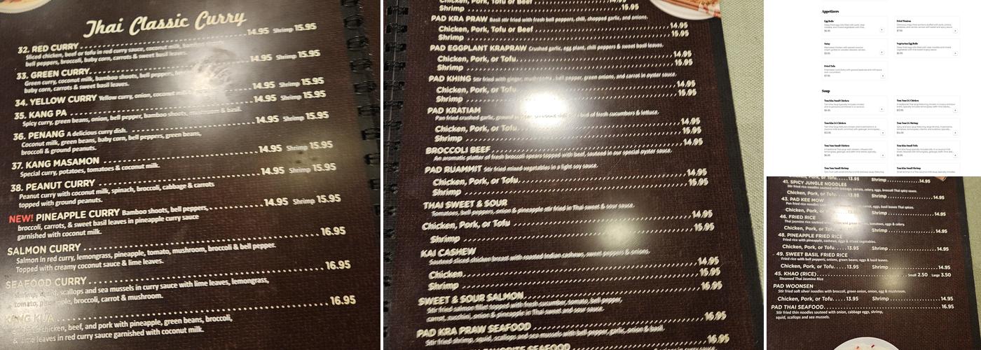 Thai Kitchen Menu