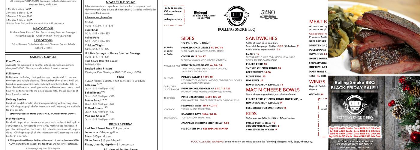 Rolling Smoke BBQ Menu
