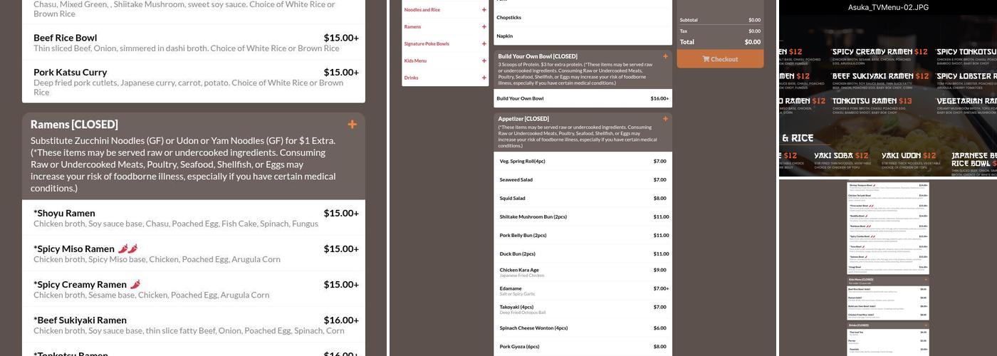 Asuka Ramen&Poke（Greenwood Village) Menu
