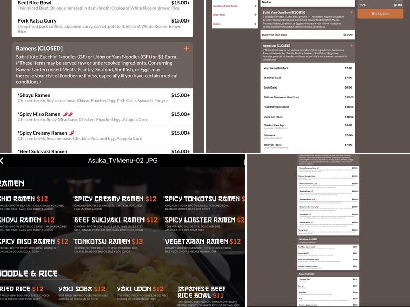 Asuka Ramen&Poke（Greenwood Village) Menu