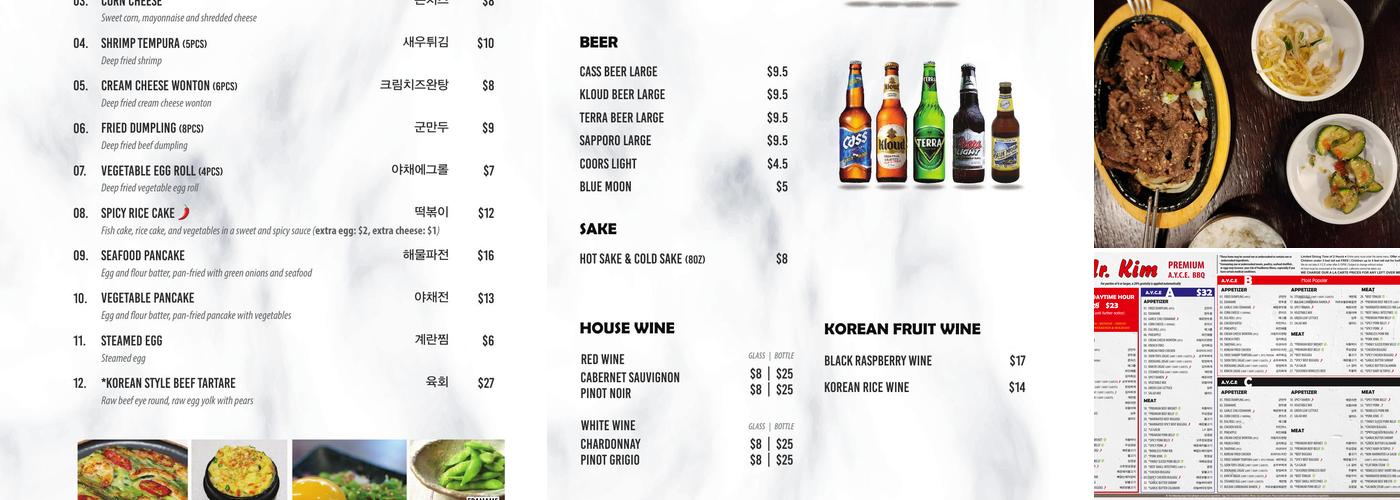 Mr. Kim Korean BBQ Restaurant Menu