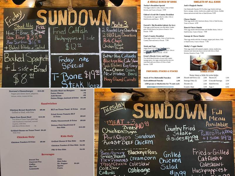 Sundown Famly Restaurant Menu