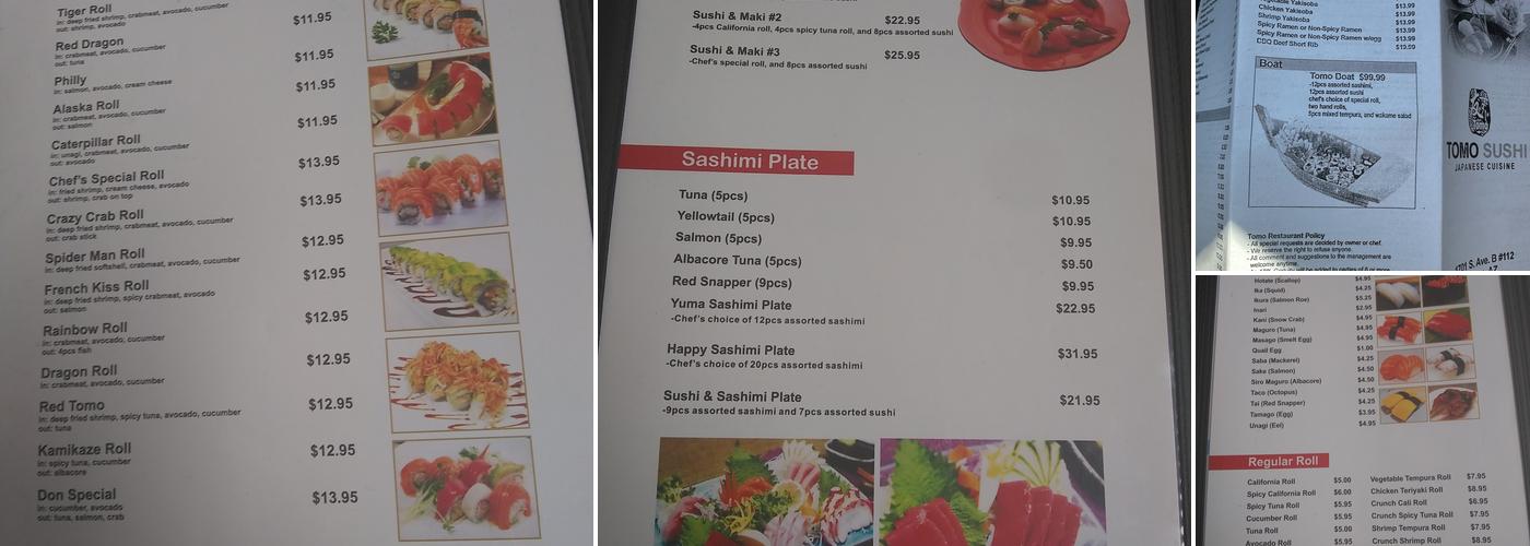 Tomo Sushi Menu