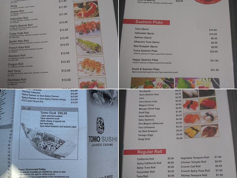 Tomo Sushi Menu