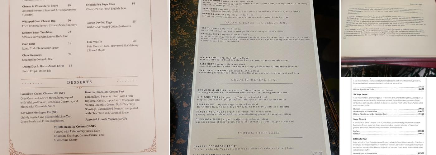 Afternoon Tea at The Brown Palace Menu