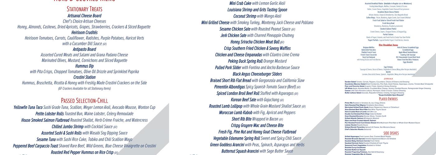 David's Soundview Catering Menu