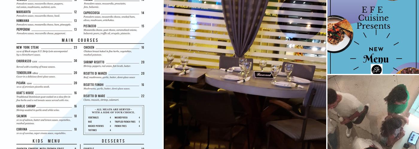 EFE cuisine Menu