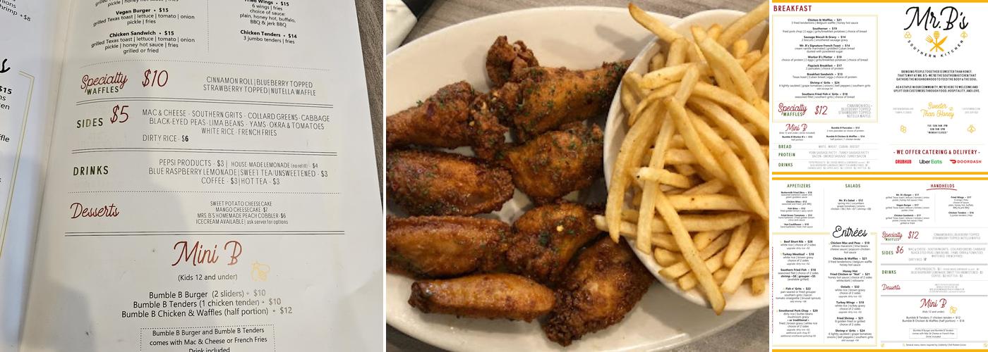 Mr B's Restaurant Menu