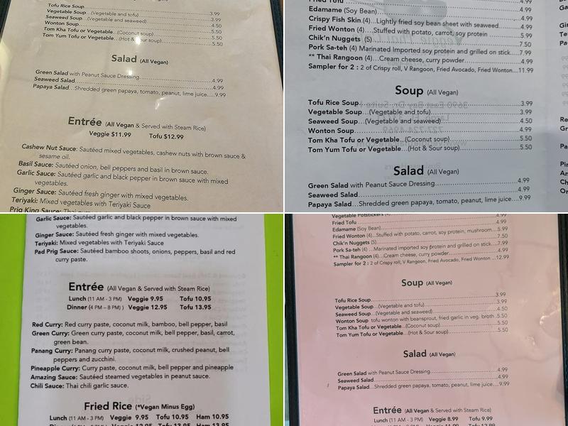 Veggie Thai Cafe Menu