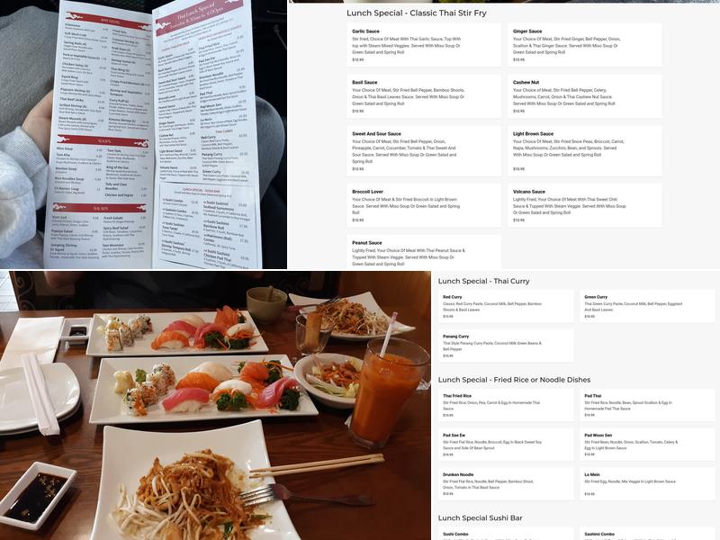 Thai garlic & sushi Menu