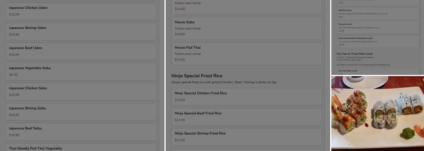 Ninja Sushi Menu