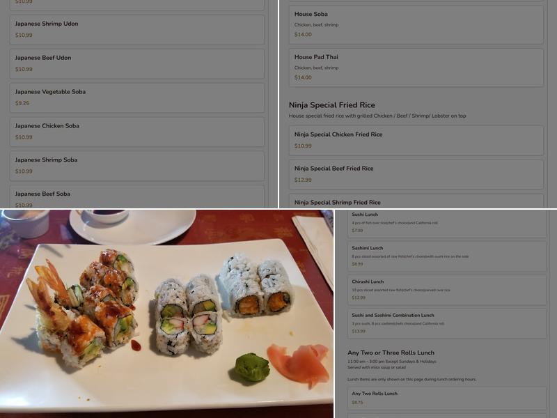 Ninja Sushi Menu