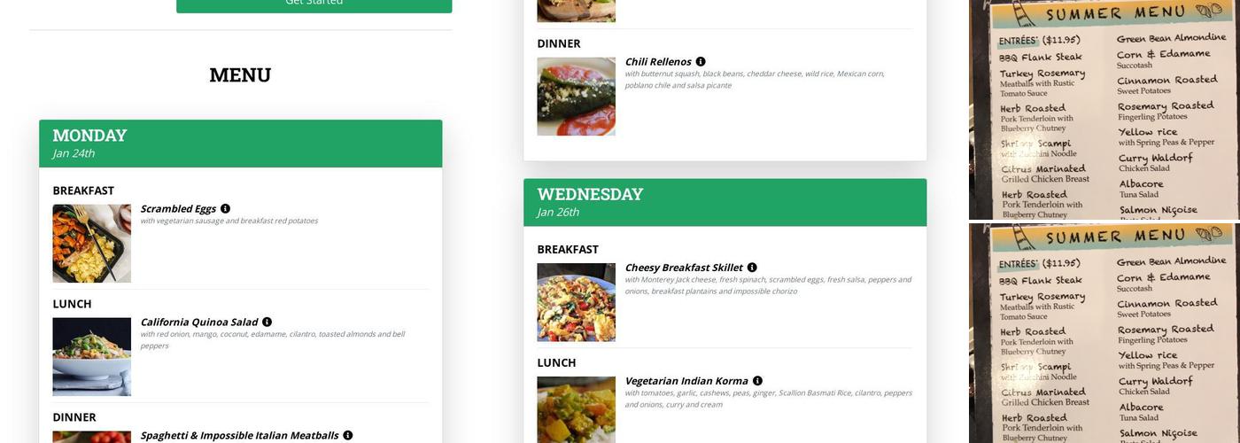 Farm to Fork Meals Menu