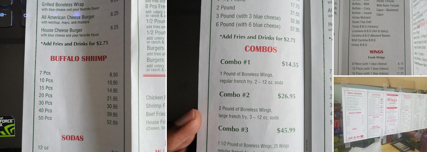 Wings & BBQ Menu