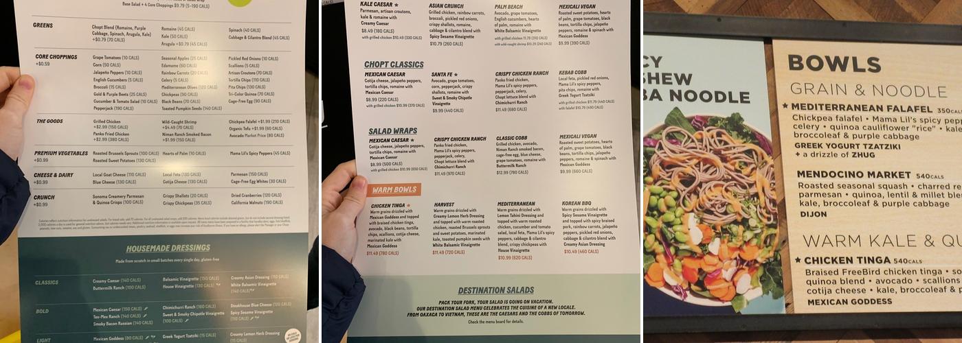 Chopt Menu