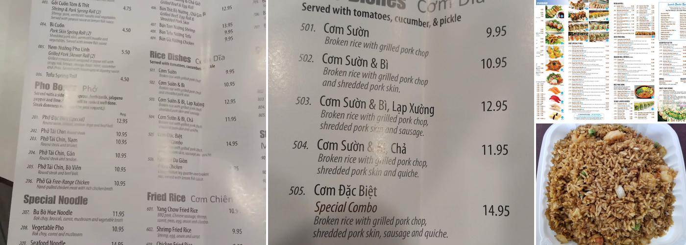 Pho Phu Linh Menu