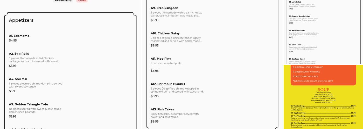 Thai Kitchen Menu