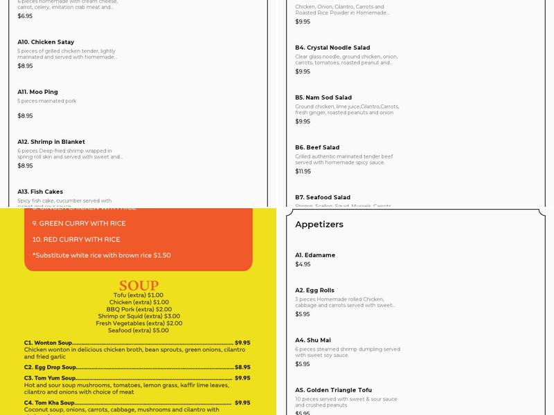 Thai Kitchen Menu