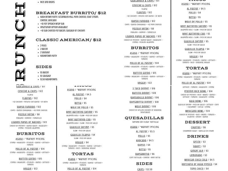 Aztec Dave's Food Truck Menu