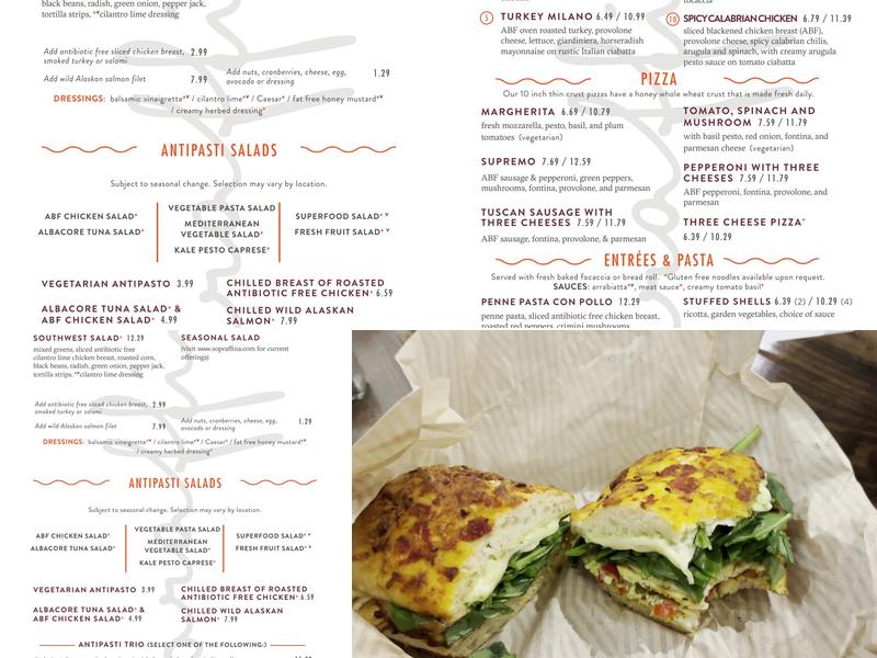 Sopraffina Marketcaffe Menu