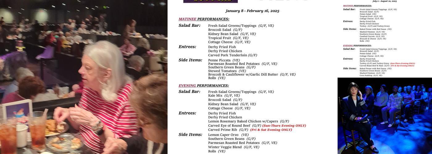 Derby Dinner Playhouse Menu