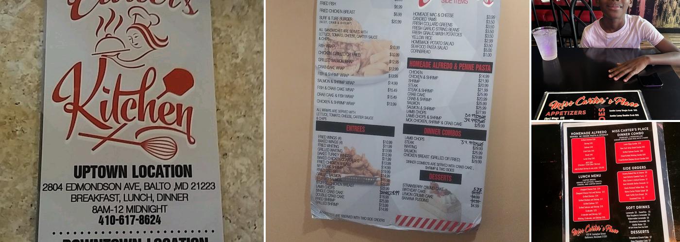 Miss Carters Place Menu