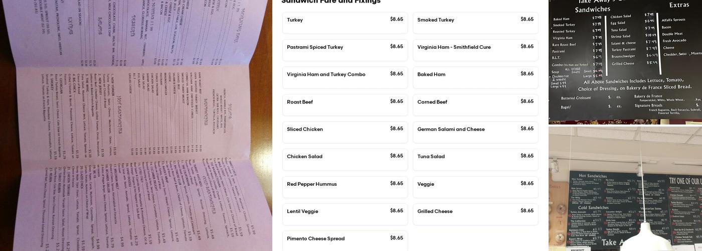 Take It Away Menu