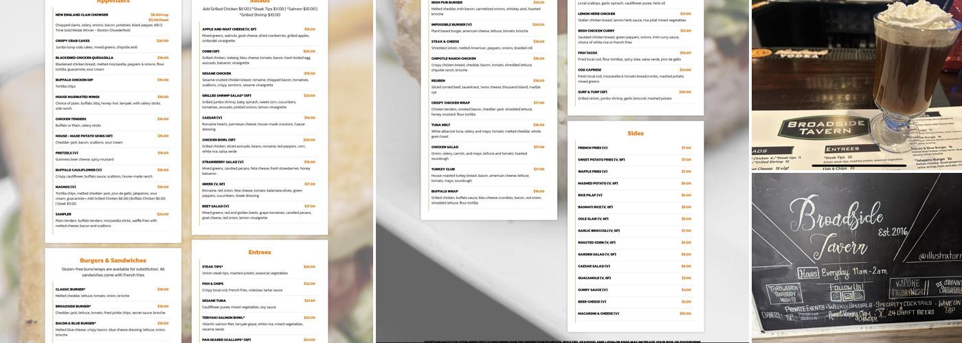 Broadside Tavern Menu