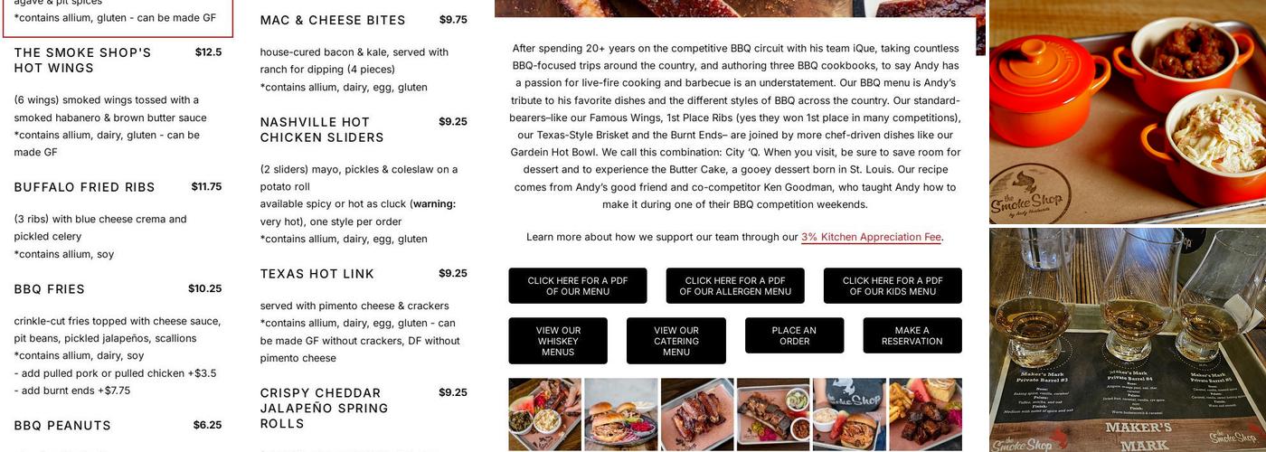 The Smoke Shop BBQ - Seaport Menu