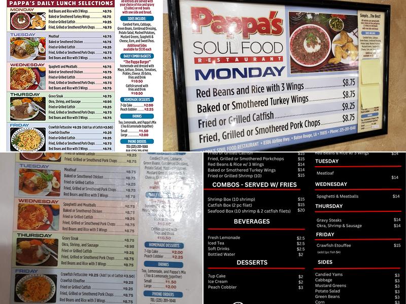 Pappa’s Venue Menu