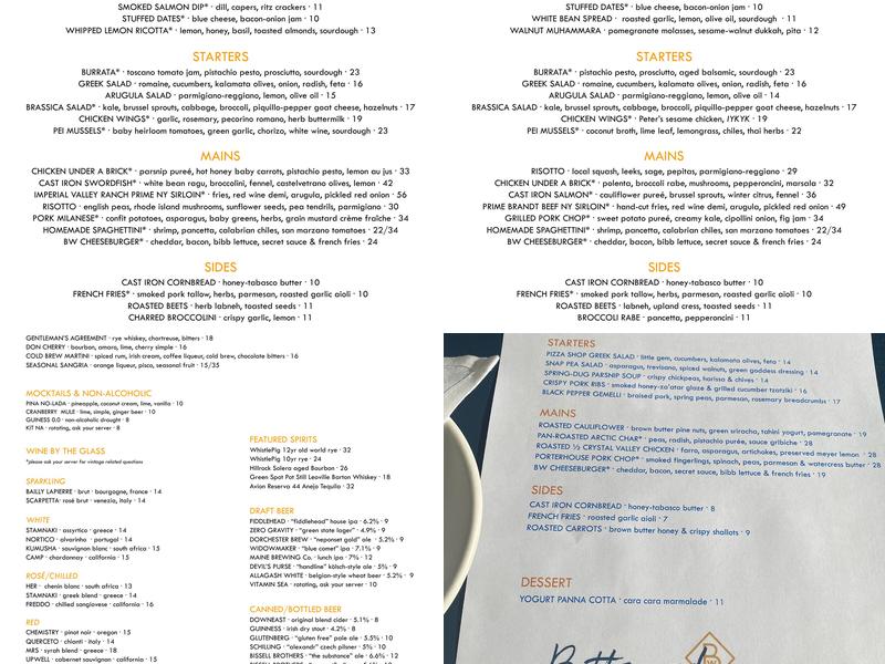 Buttonwood Menu