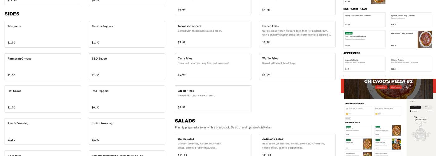 Chicago's Pizza #2 Menu