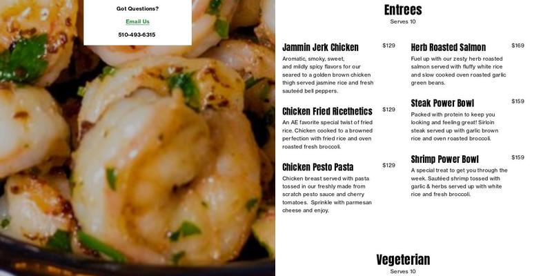 Active Eats Menu