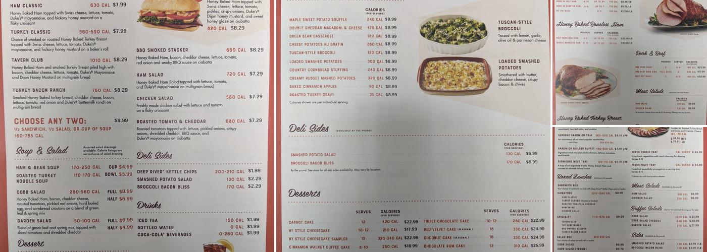 The Honey Baked Ham Company Menu